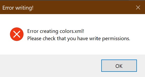 error pop-up message after editing retail_colors.xml